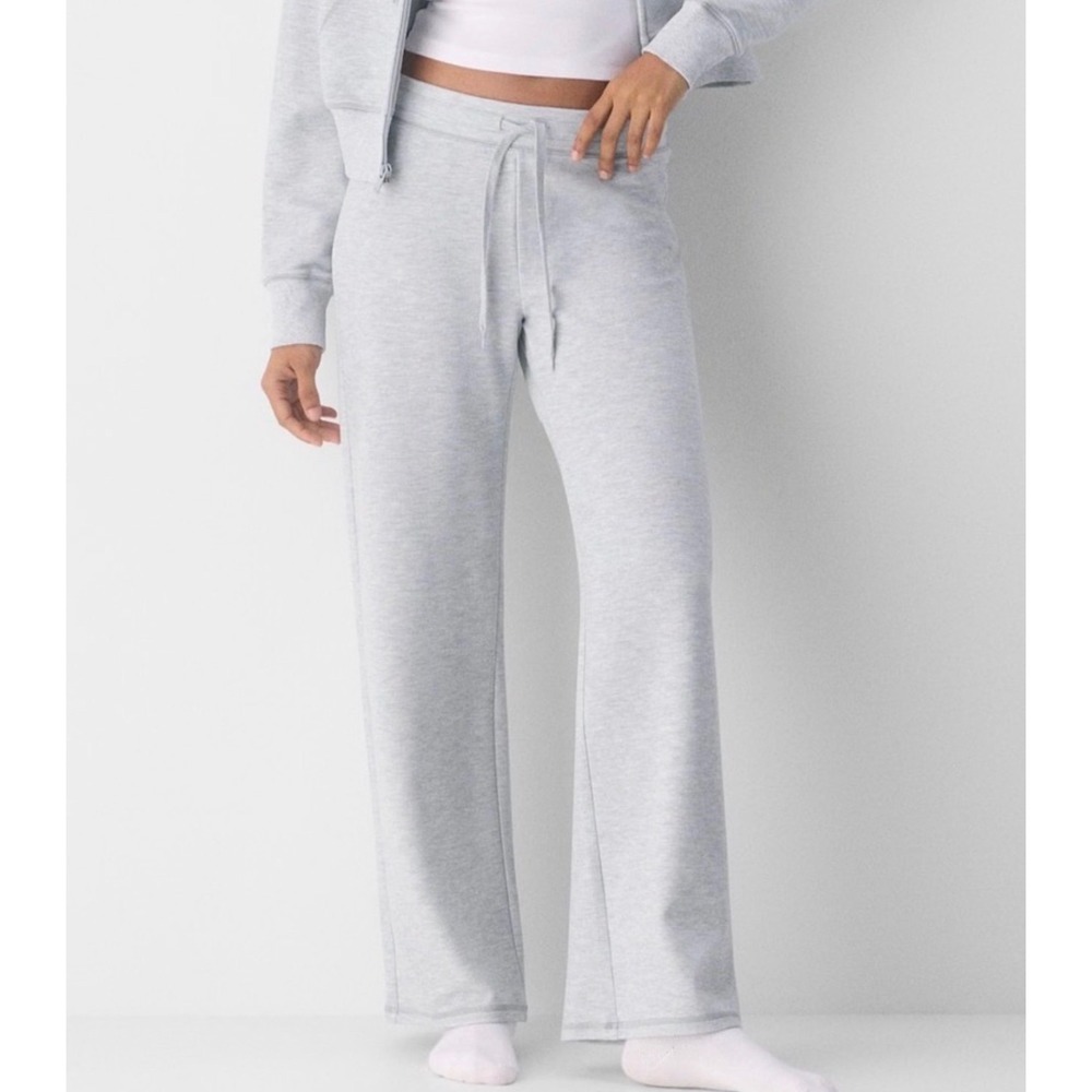 Aritzia TNA Wafflex Attune Pant Wide Leg Heather Grey Waffle Knit Size M
